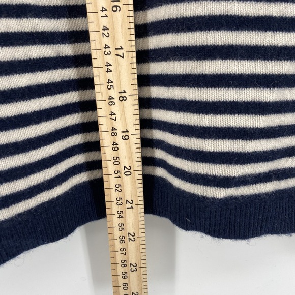 J Crew Sweater Womens Small Navy Striped 100% Cashmere Crewneck Nautical Preppy - Picture 7 of 8